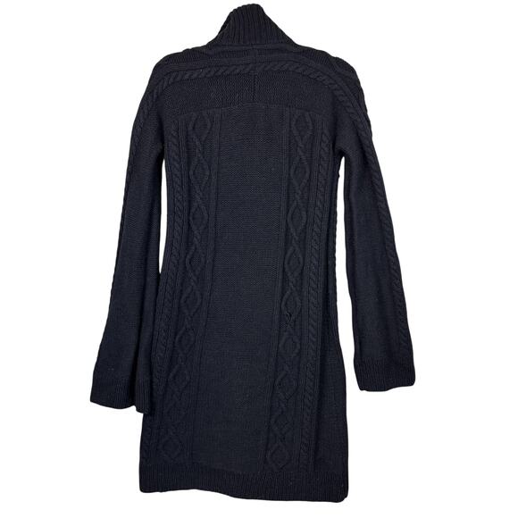 Tory Burch Dress Womens XS Black Pure Merino Wool Bell Cable Zip Cardigan Goth - Picture 3 of 16